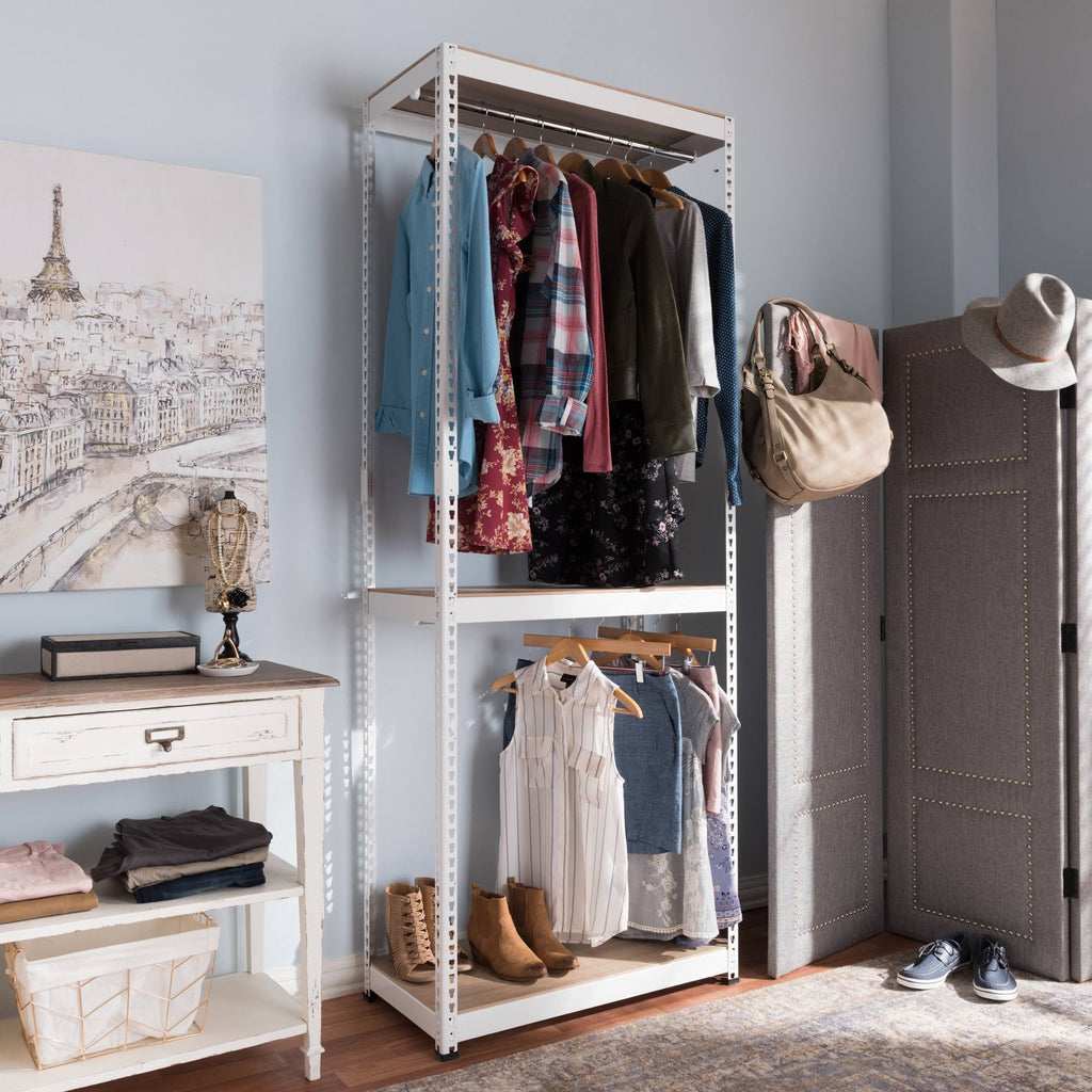 White Metal 3-Shelf Closet Storage Organizer G53612