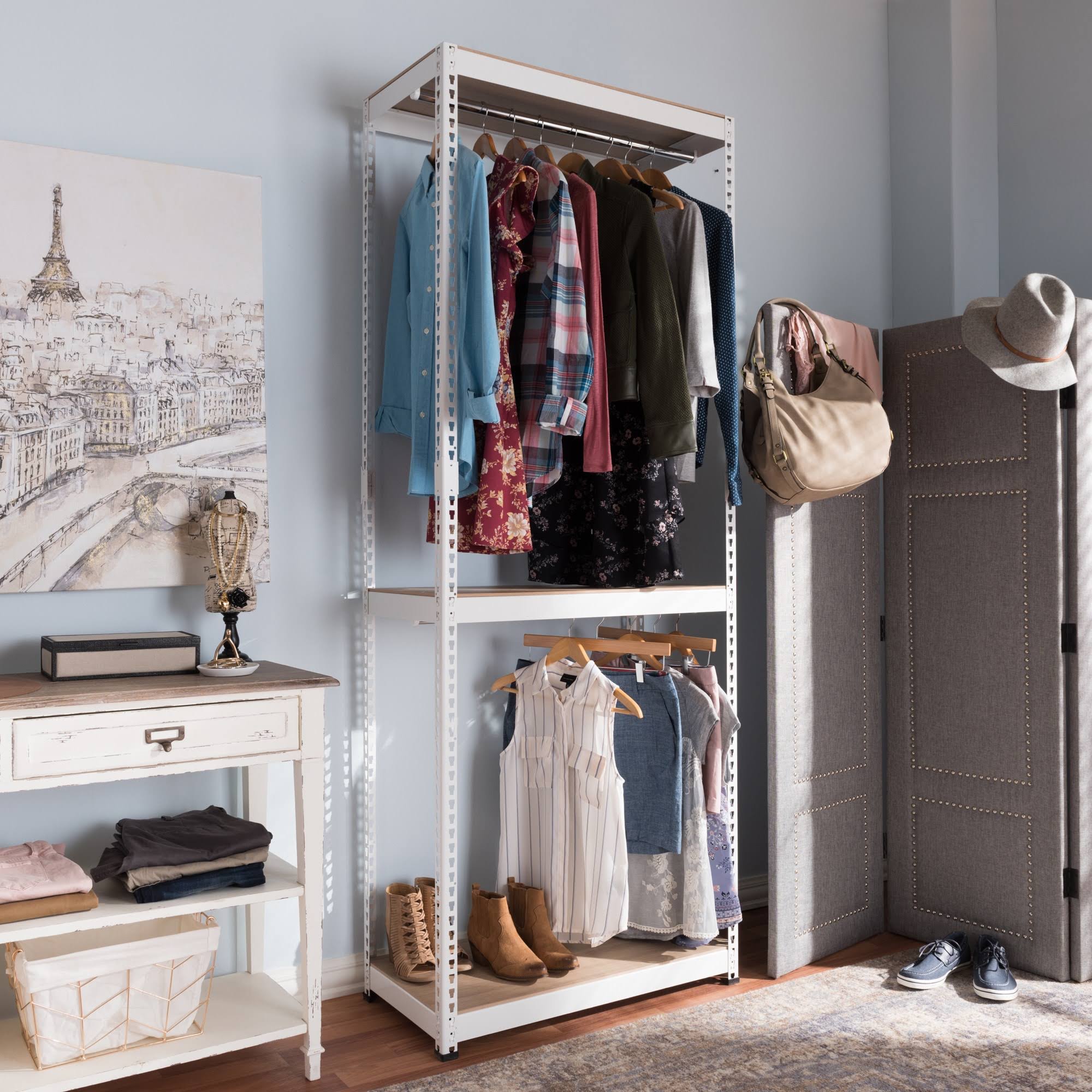 White Metal 3-Shelf Closet Storage Organizer G53612