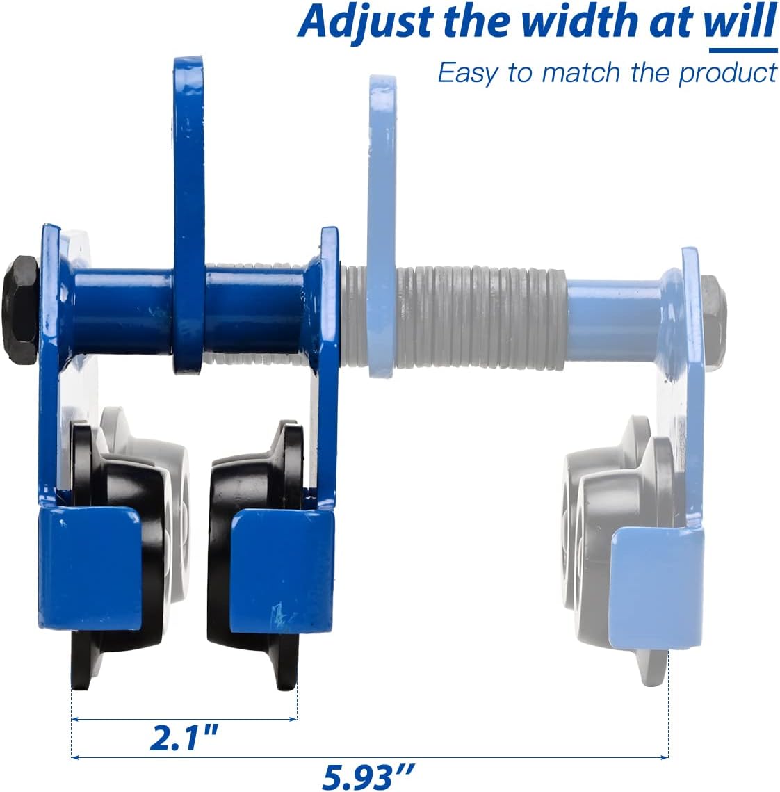 Heavy Duty Push Beam Trolley, 2200LBS Capacity, 2.1-6 in Adjustable Flange, Pack of 2 V8762