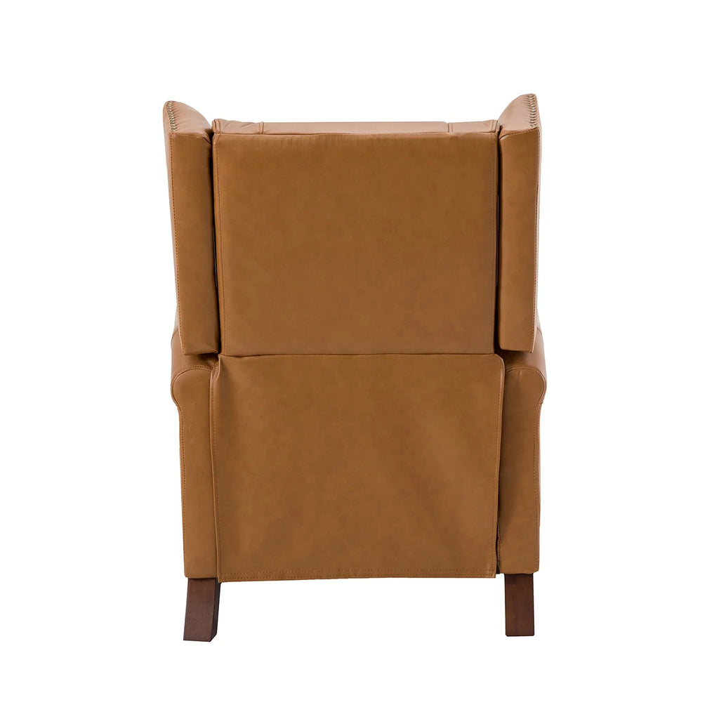 Genuine Leather Recliner with Nailhead Trims and Solid Wood Legs T753344