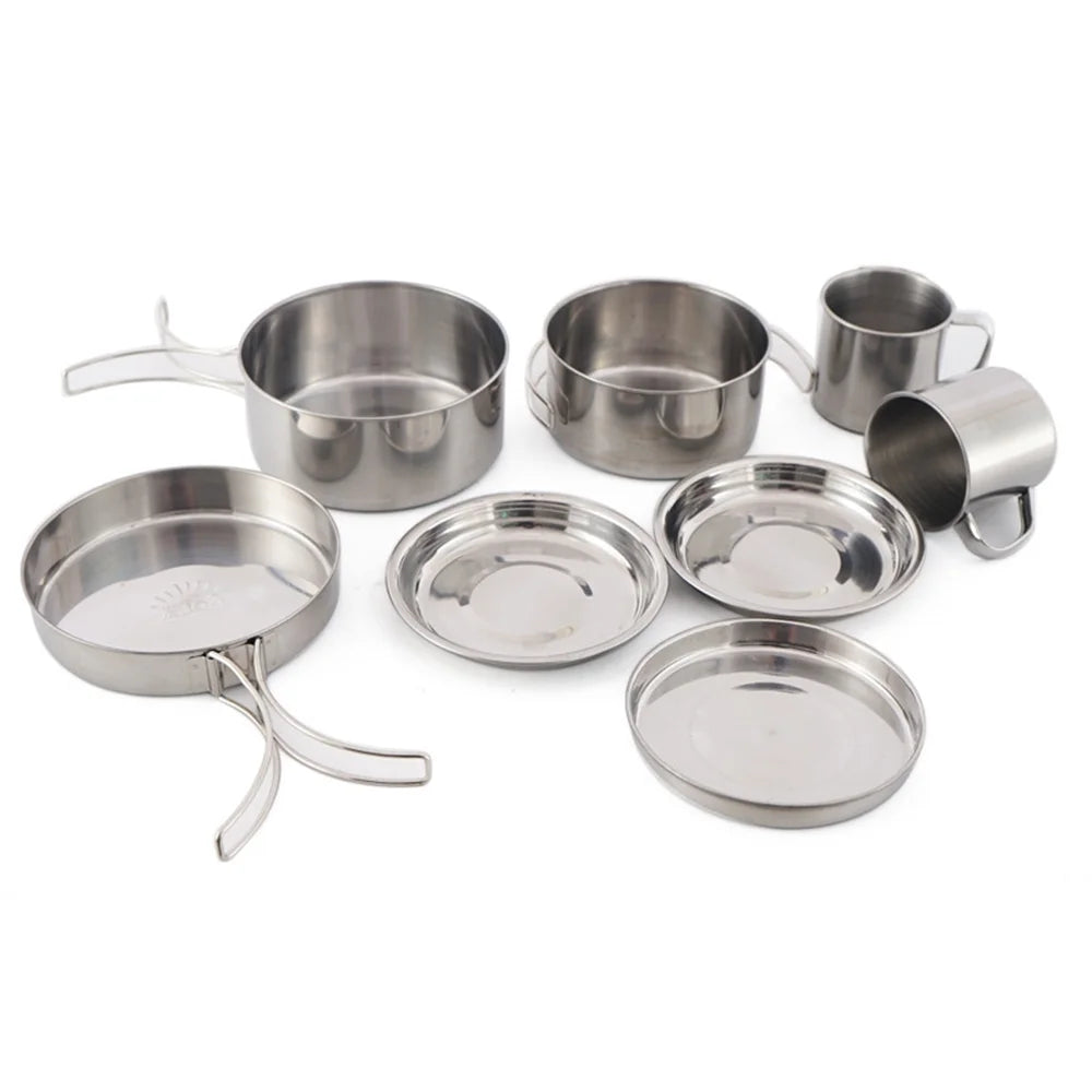 8PCS Stainless Steel Camping Cookware Mess Kit V166283