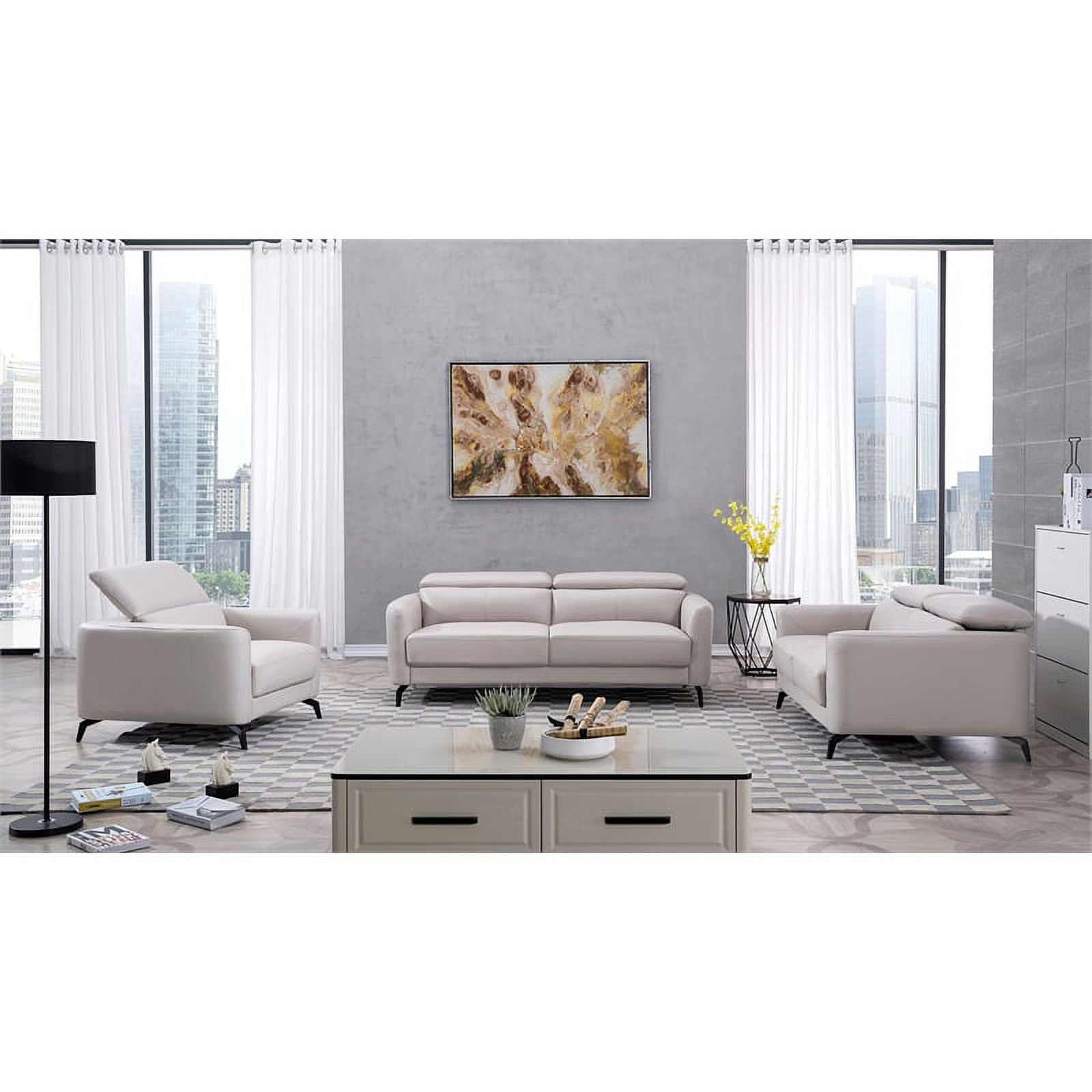 Genuine Leather Accent Chair in Light Gray R92244