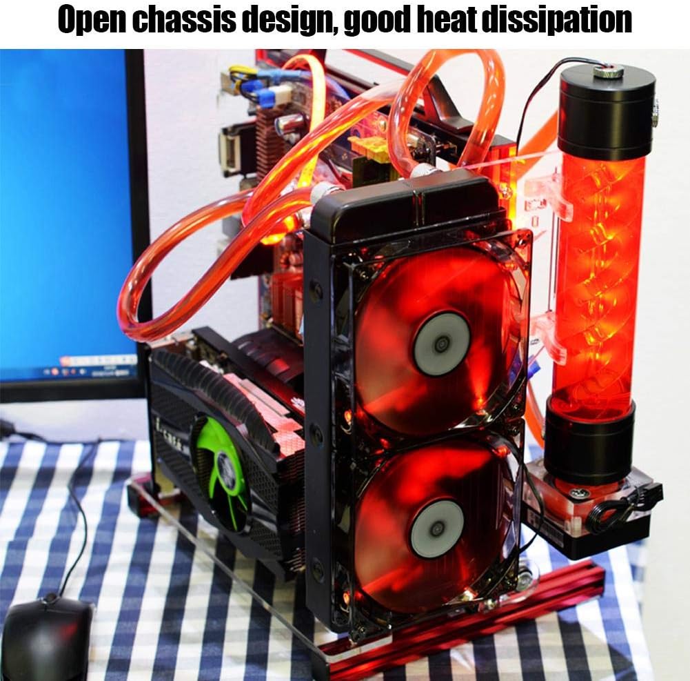 Red Aluminum Open Air Frame Computer Chassis Case N6386