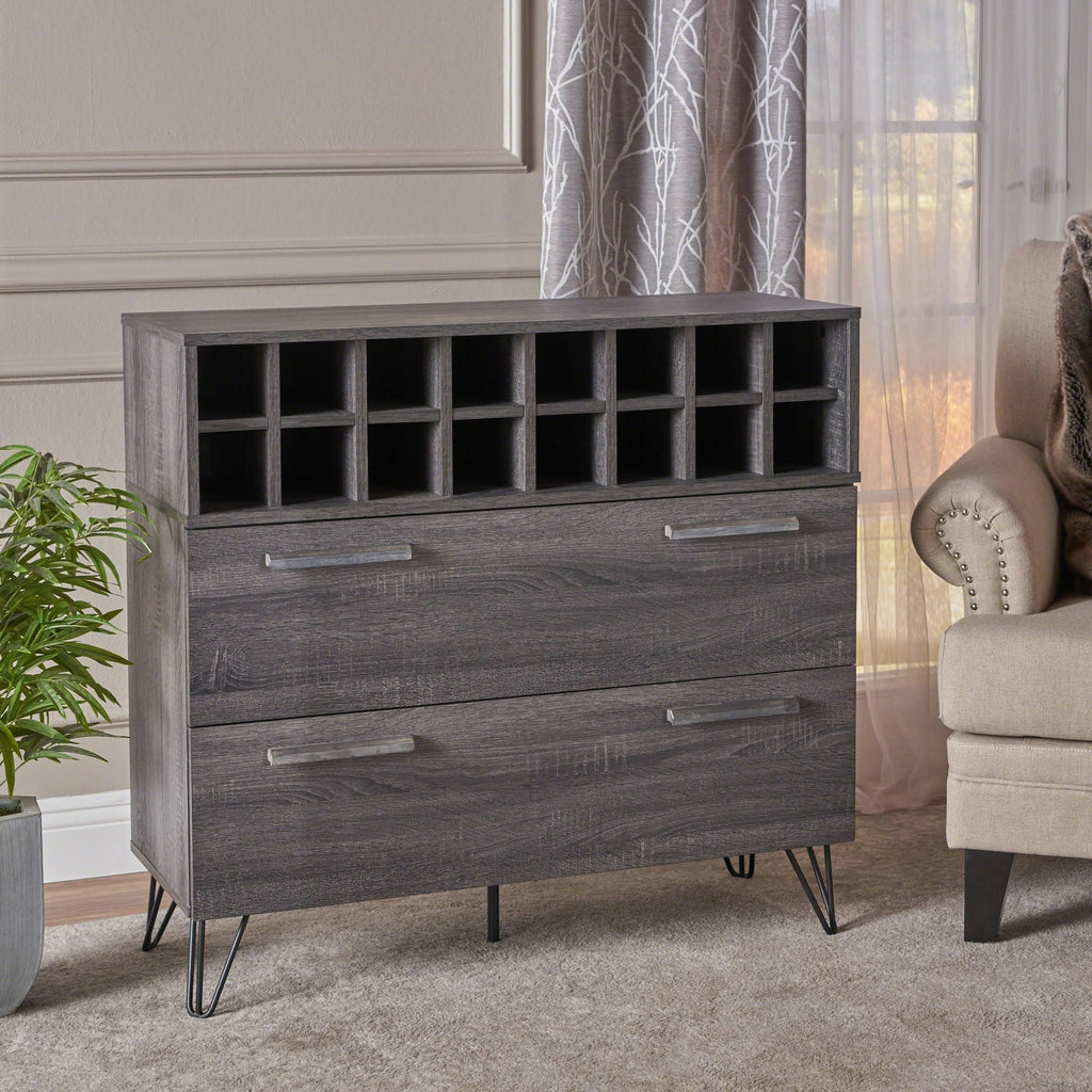 Bar Cabinet in Sonoma Gray Oak and Black K9604