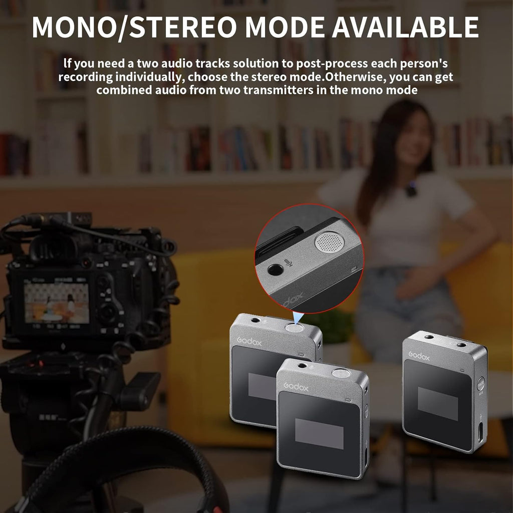Wireless Lavalier Microphone System, 2.4GHz Dual Channel Lapel Mic with Charging Case O58008