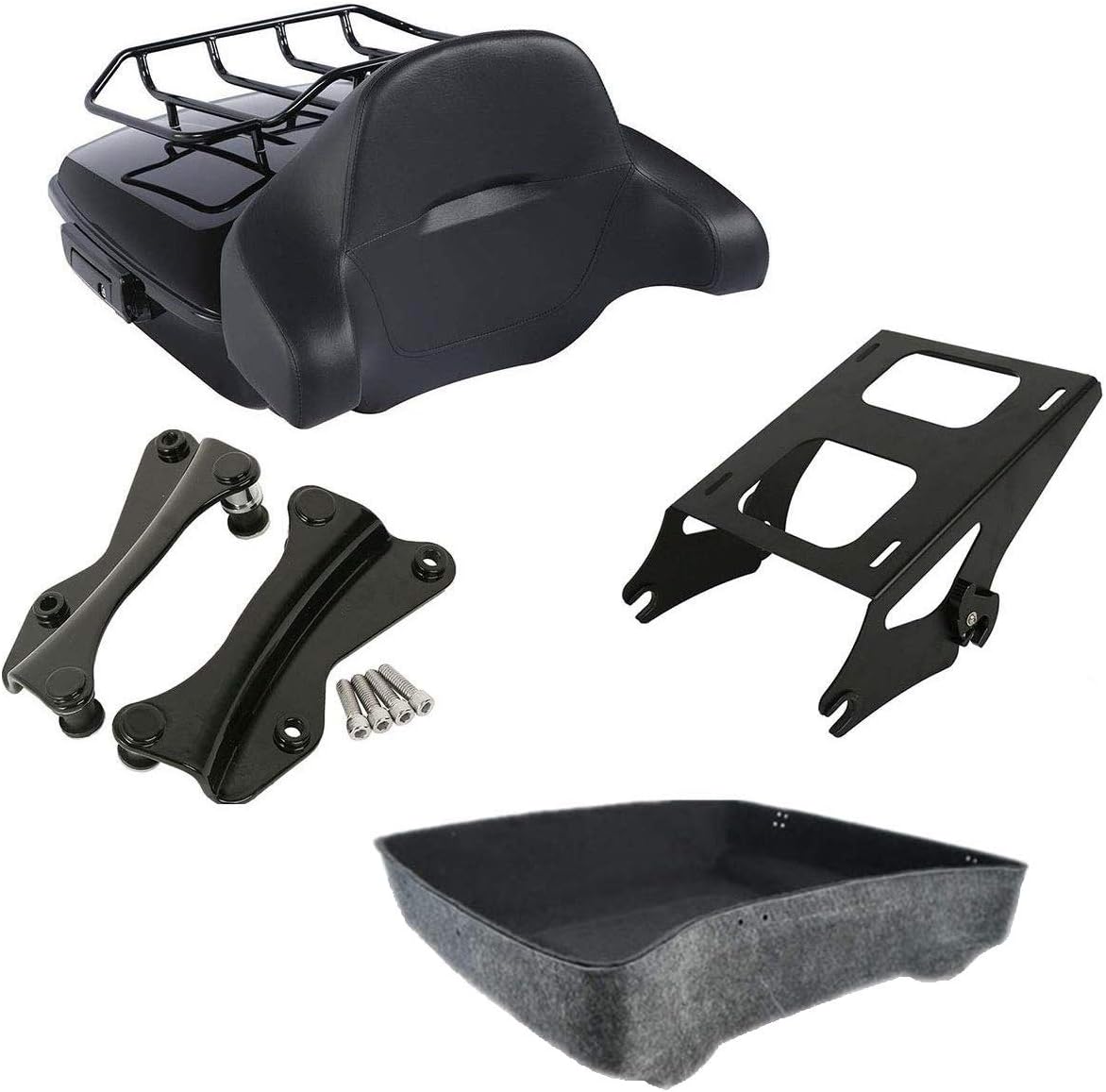 10.7" Tour Pack Trunk with Backrest Pad Mounting Rack D648