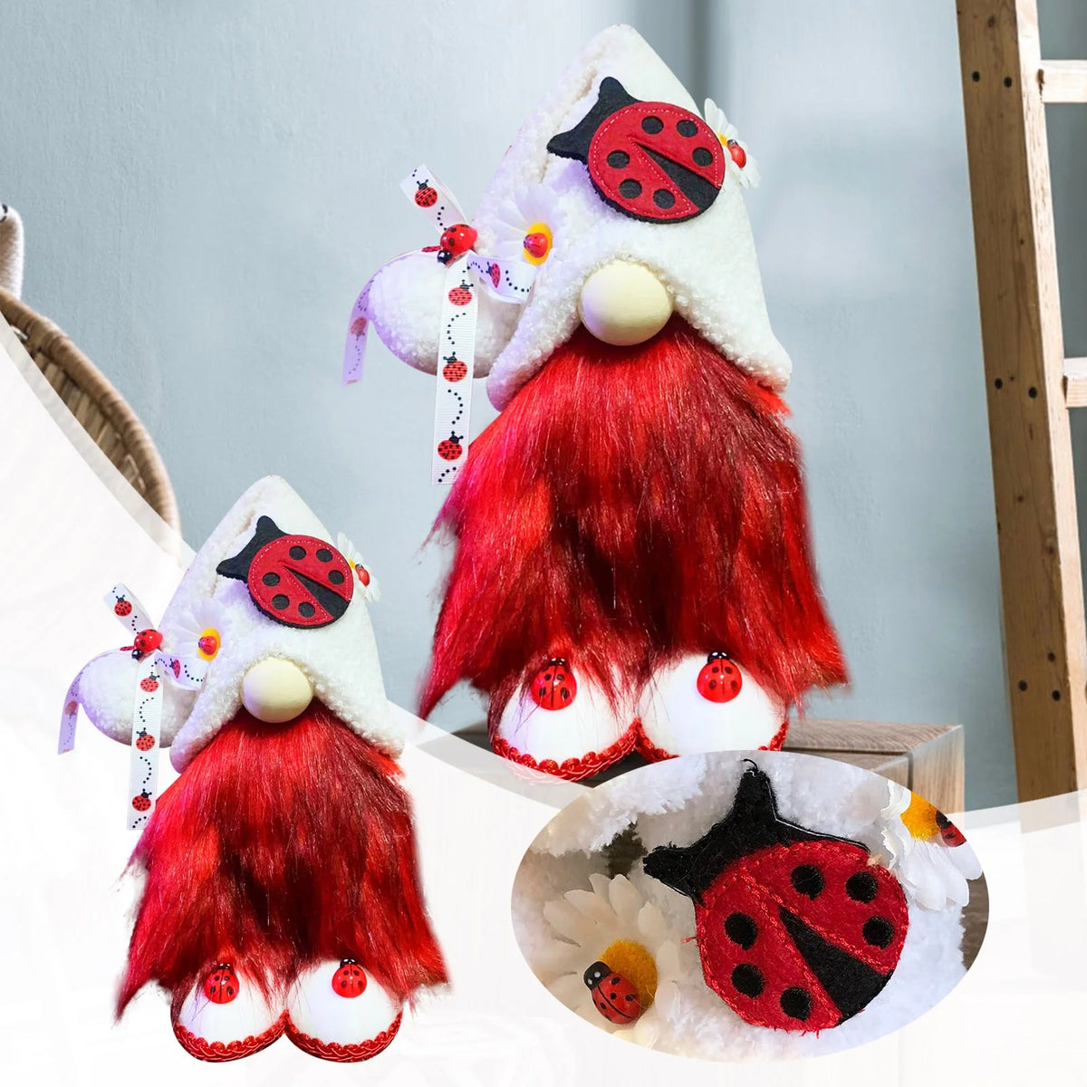 Ladybugs Daisy Forest Elf Doll Ornament X5249