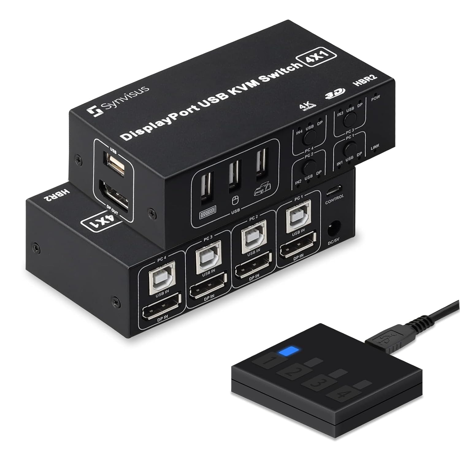 4 Port DisplayPort KVM Switch 4K@60Hz USB and DP KVM Switcher with 4 USB Cables N393687