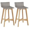 Set of 2 Poly Rattan Bar Stools with Acacia Wood Frame C2022