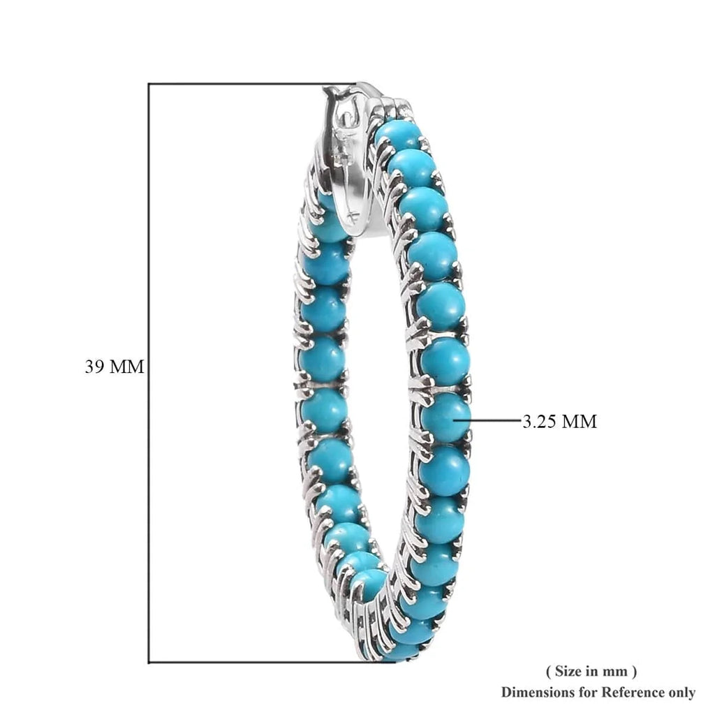 Sterling Silver Turquoise Hoop Earrings X846