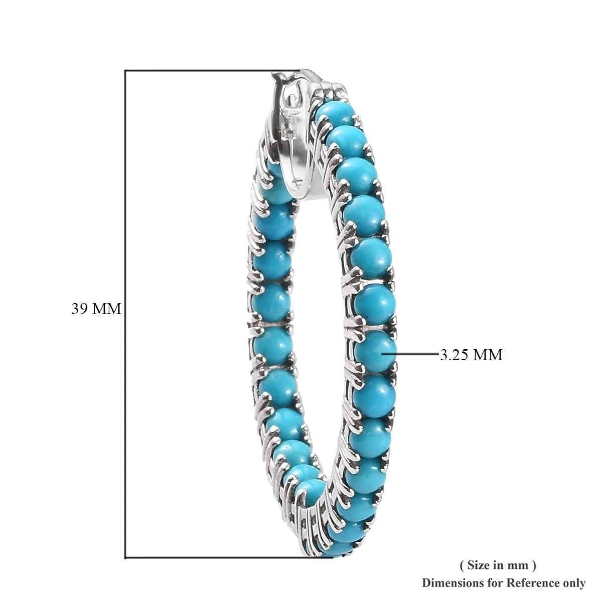 Sterling Silver Turquoise Hoop Earrings X846