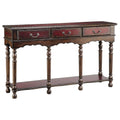 Vintage Red/Brown 3-Drawer Console Table V768069