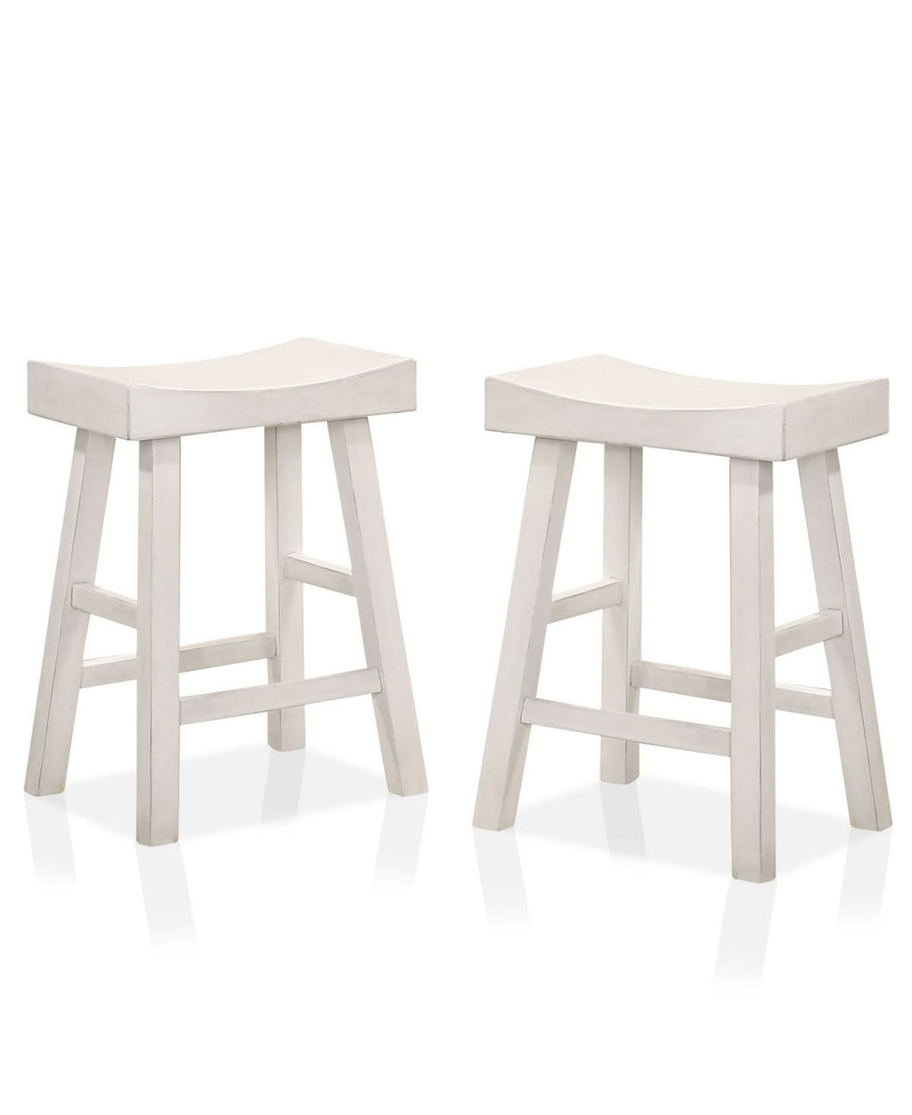 Antique White Counter Height Bar Stool Set of 2 O11129