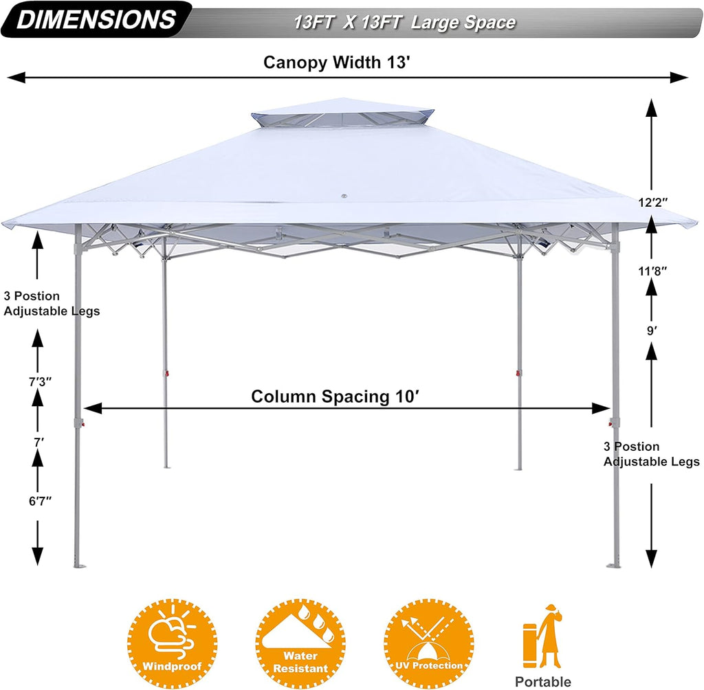 White 13x13 Pop Up Canopy Tent H374