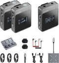 Wireless Lavalier Microphone System, 2.4GHz Dual Channel Lapel Mic with Charging Case O58008