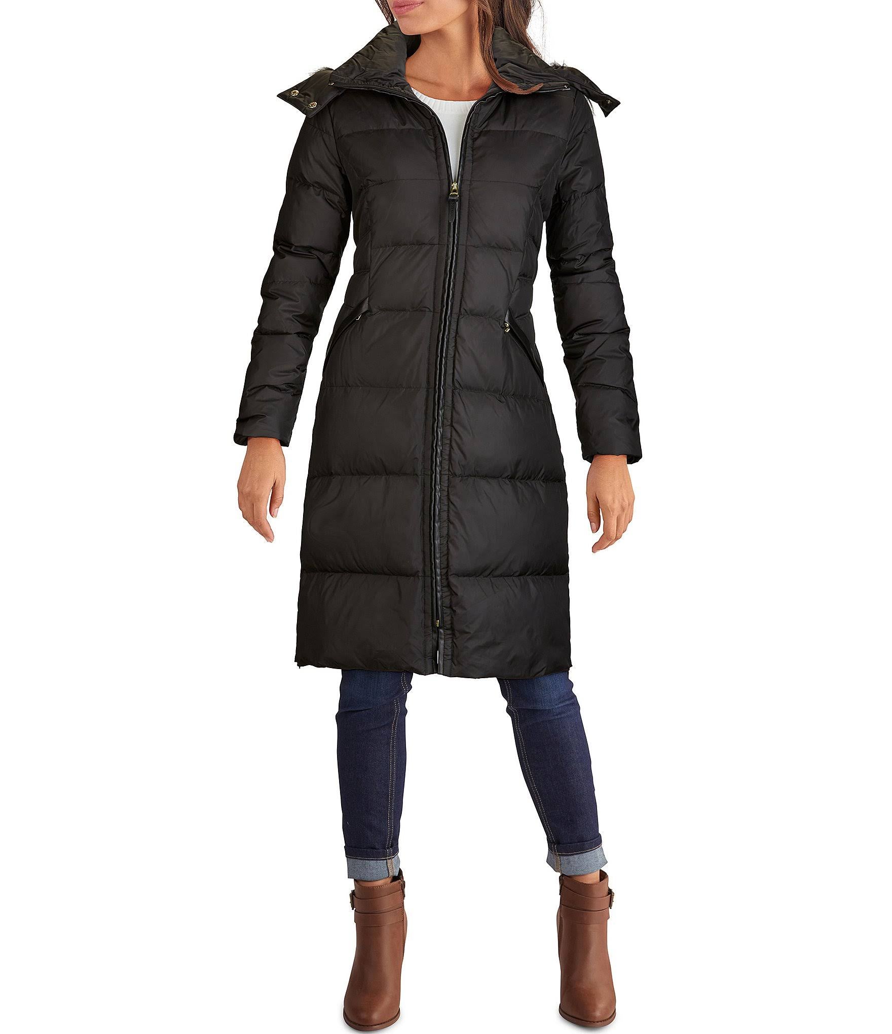 Faux Fur-Trim Puffer Coat Medium / Black G890474