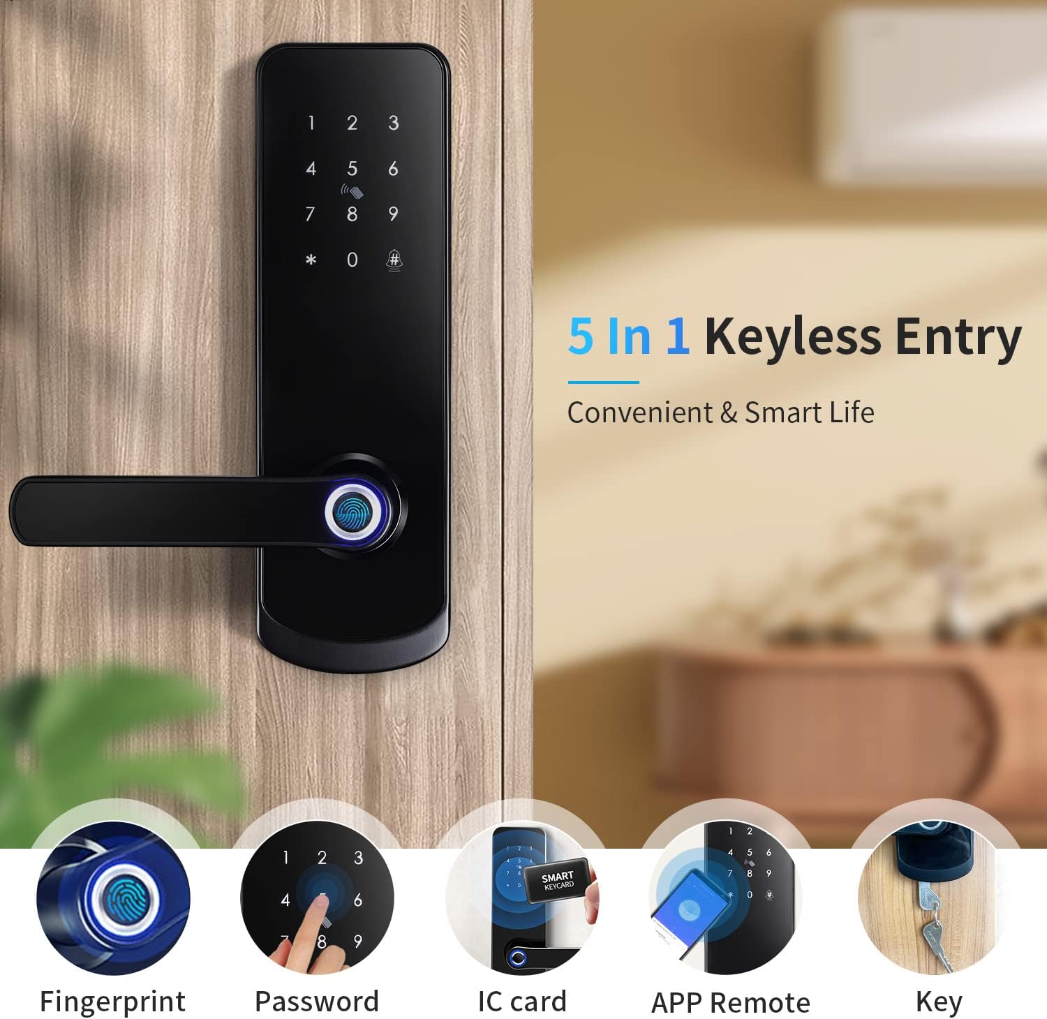 Smart Fingerprint Door Lock with Wi-Fi Touchscreen Keypad Deadbolt T2813