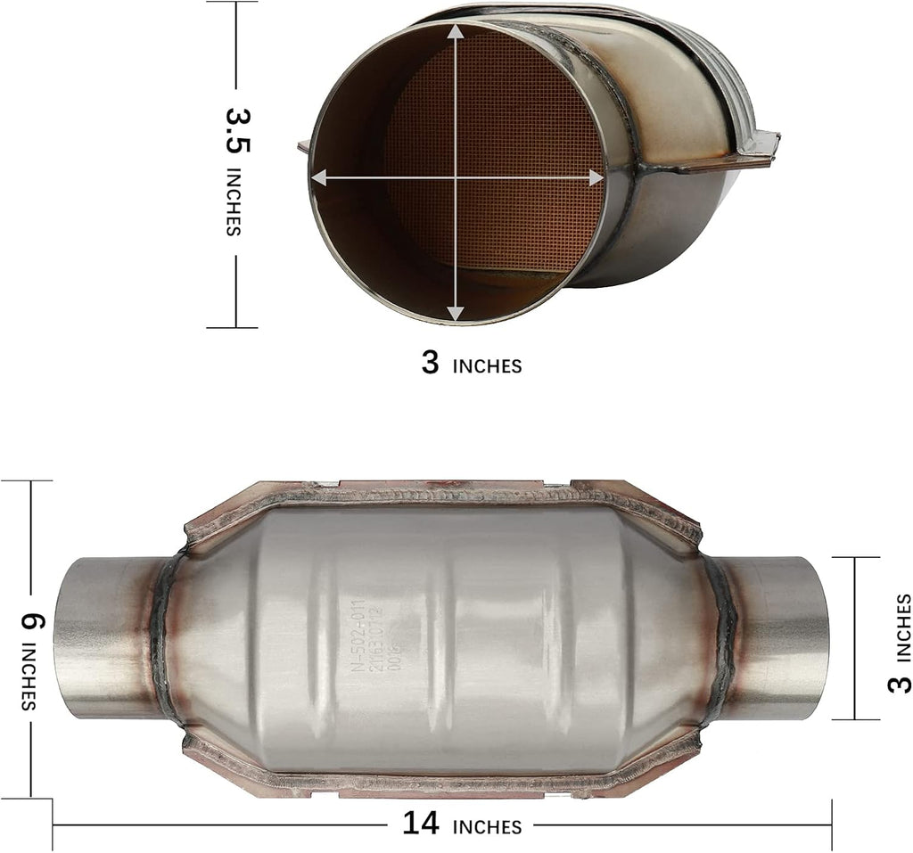 3" Inlet/Outlet Universal Catalytic Converter, 14" Overall Length, Pack of 2 Z7125