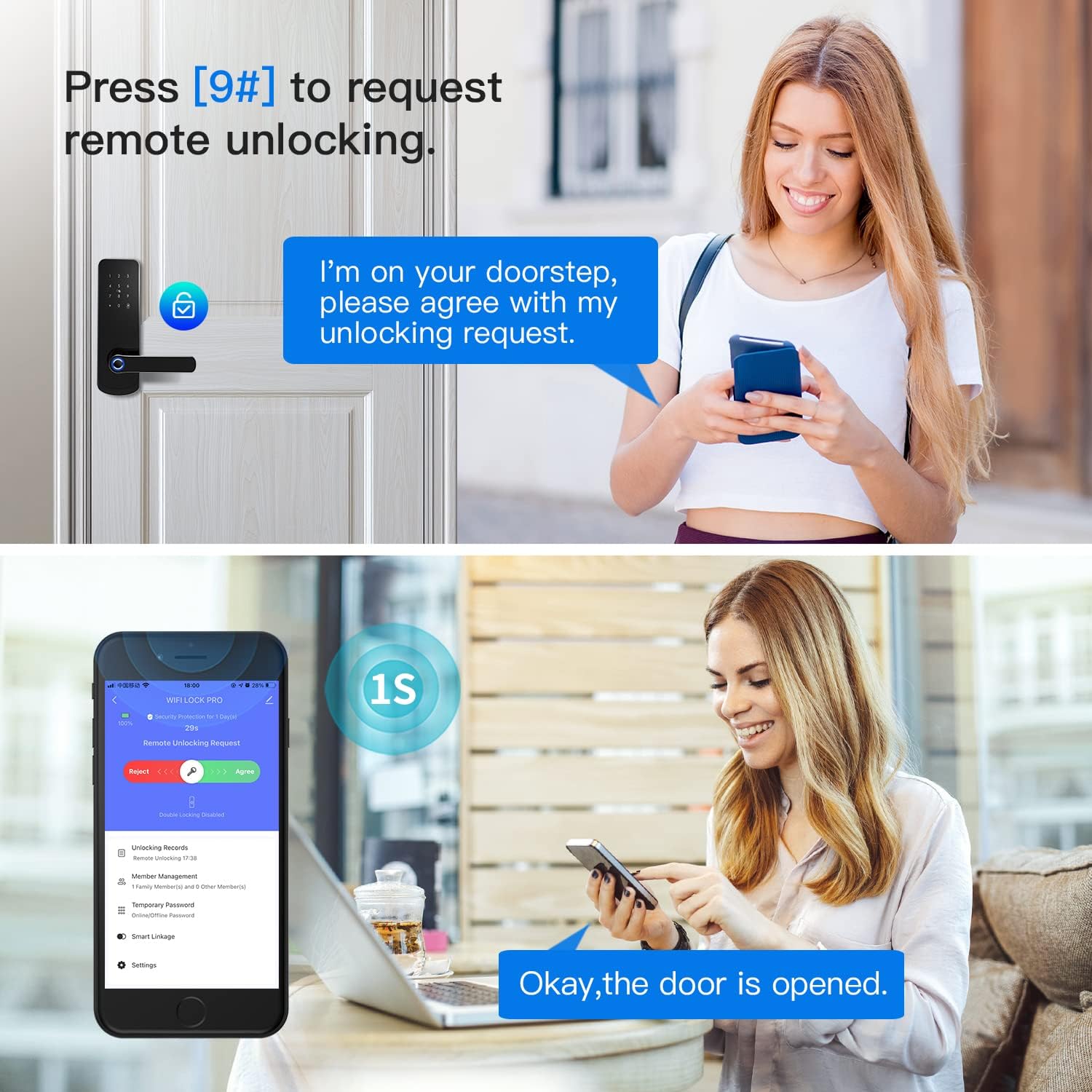 Smart Fingerprint Door Lock with Wi-Fi Touchscreen Keypad Deadbolt T2813
