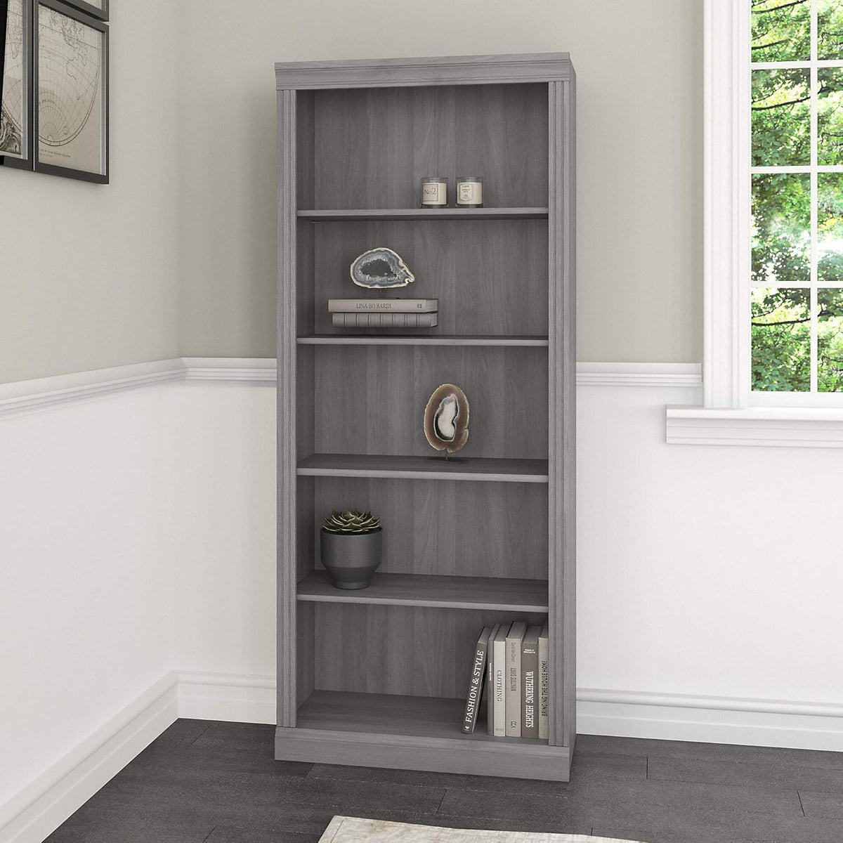 Modern Gray 5 Shelf Bookcase X466