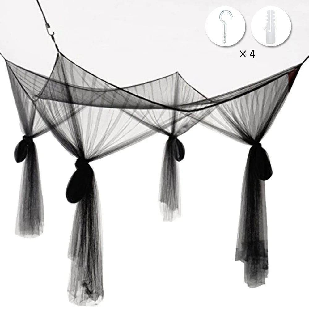 Black Mosquito Net Canopy for Double Beds W342682