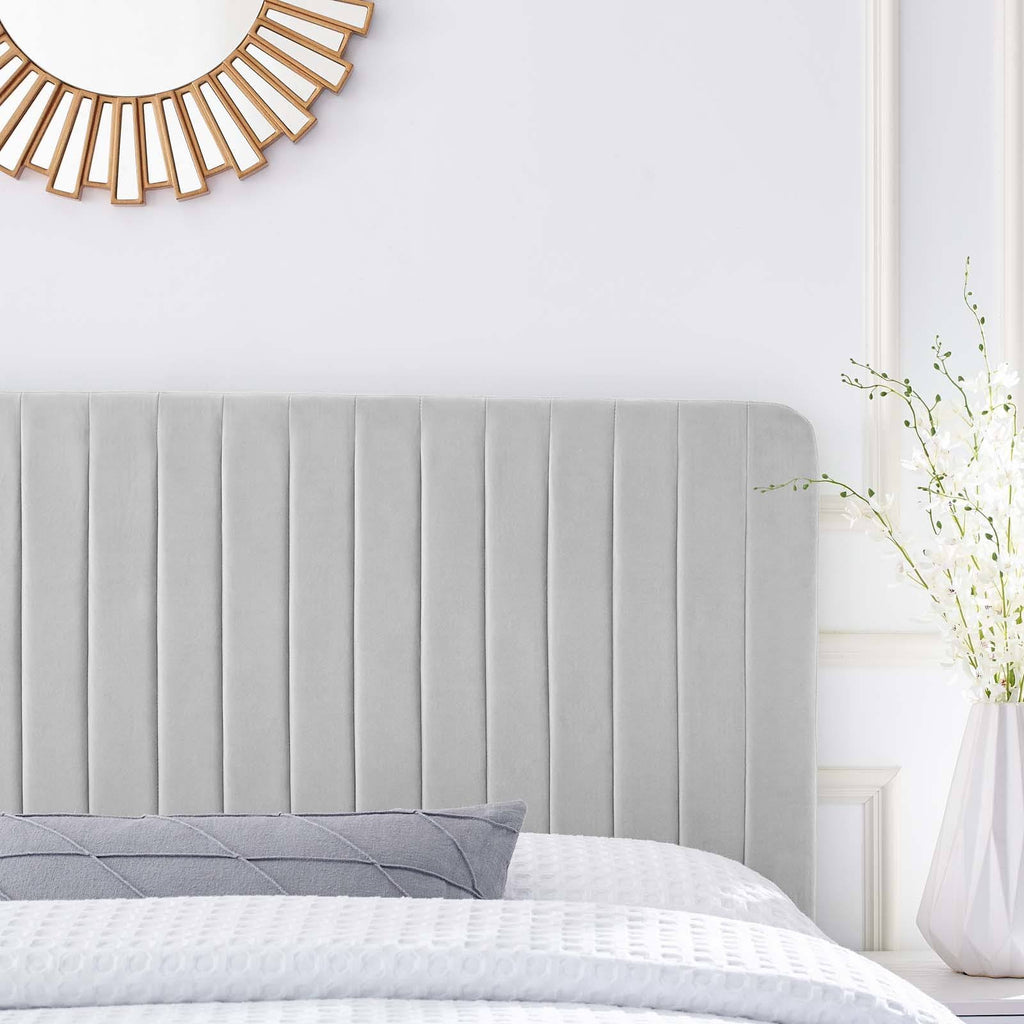 Light Gray Velvet Full/Queen Headboard D7742