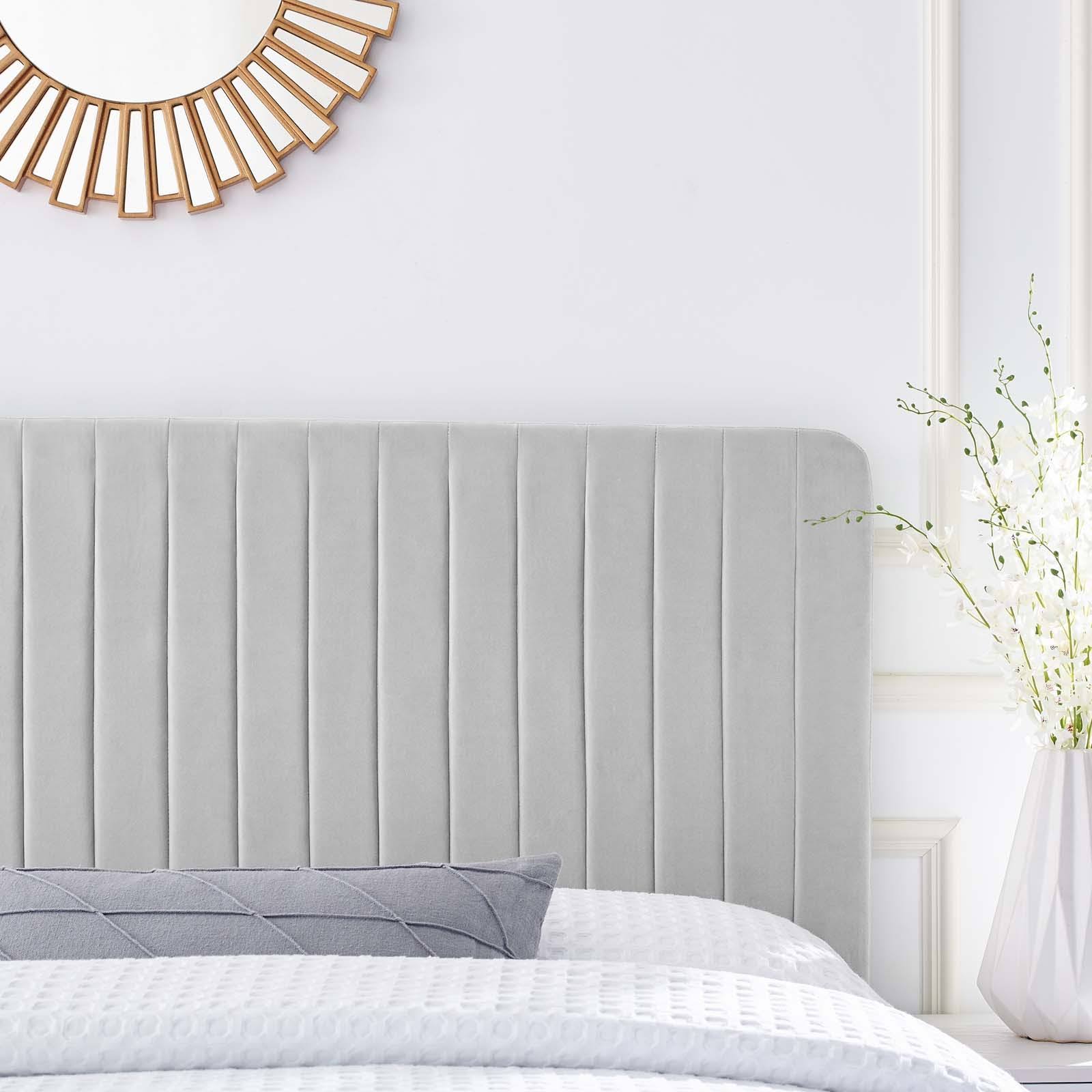 Light Gray Velvet Full/Queen Headboard D7742