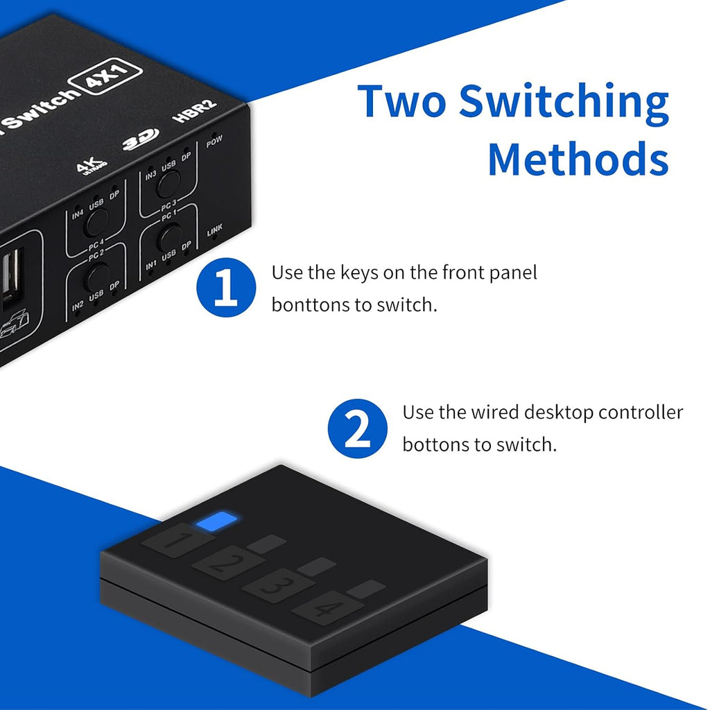 4 Port DisplayPort KVM Switch 4K@60Hz USB and DP KVM Switcher with 4 USB Cables N393687