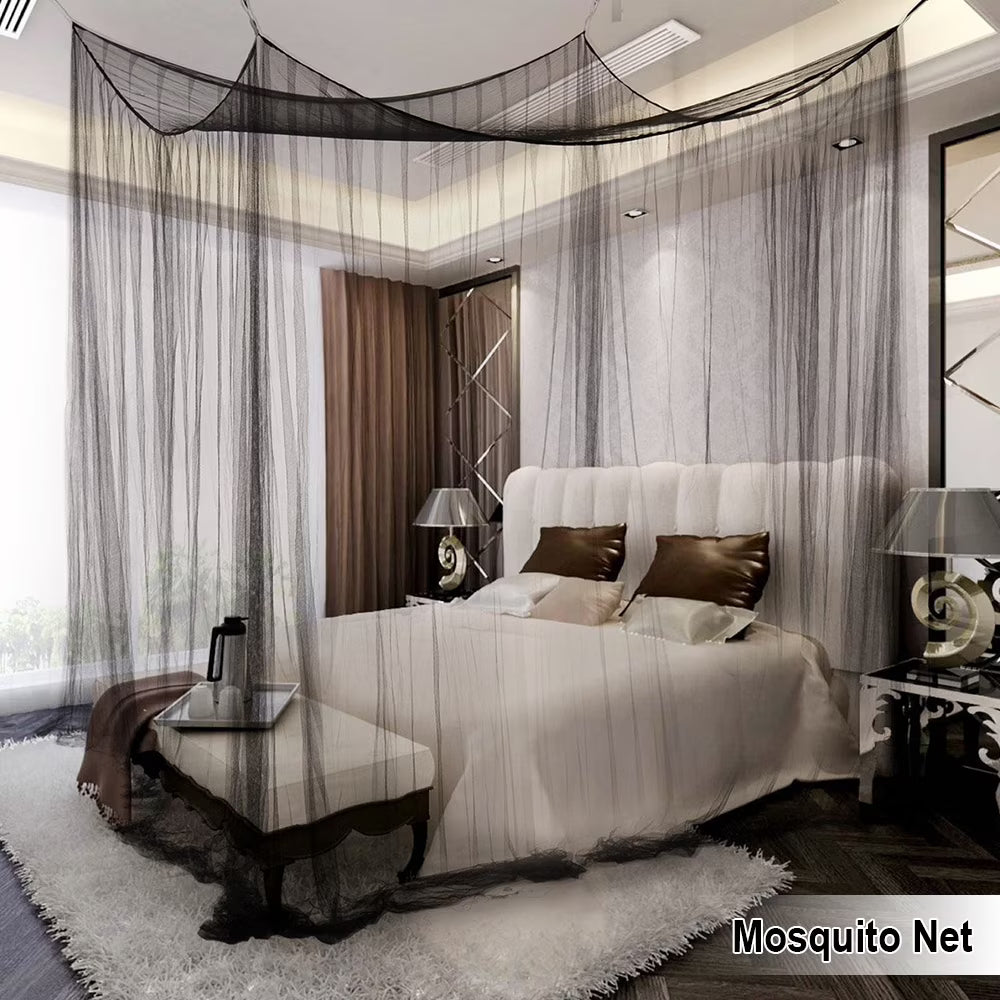 Black Mosquito Net Canopy for Double Beds W342682