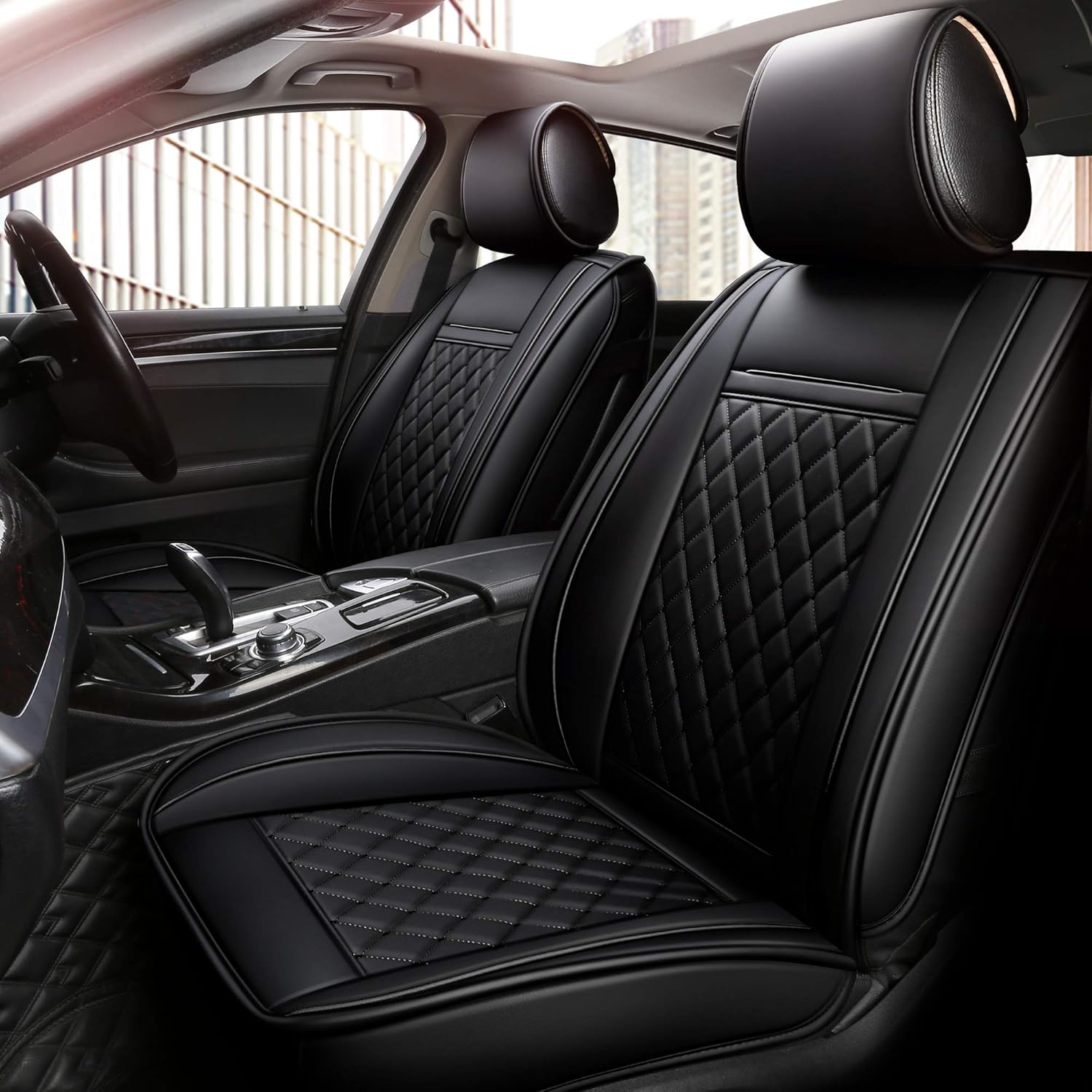 Grey Grid Full Set Car Seat Cover K368079