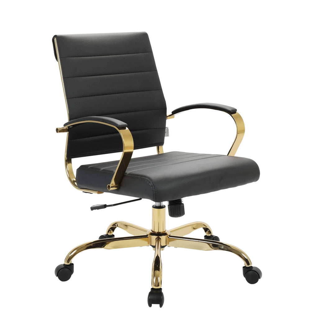 Black Leather Office Chair with Gold Frame N5146