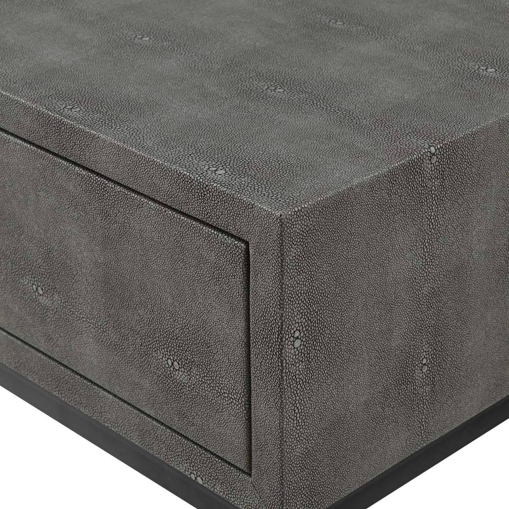 Grey 2-Drawer Faux Shagreen Entry Table I219325