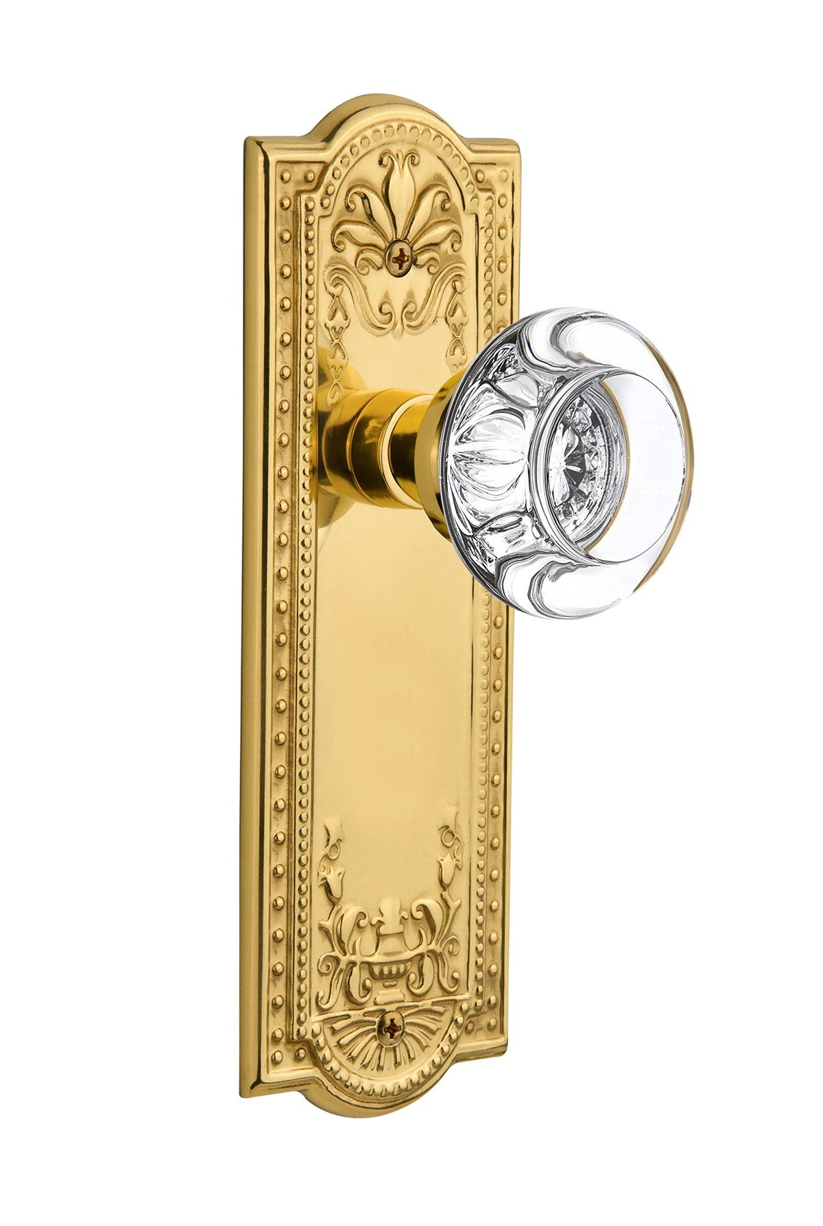 Polished Brass Round Crystal Glass Door Knob M768