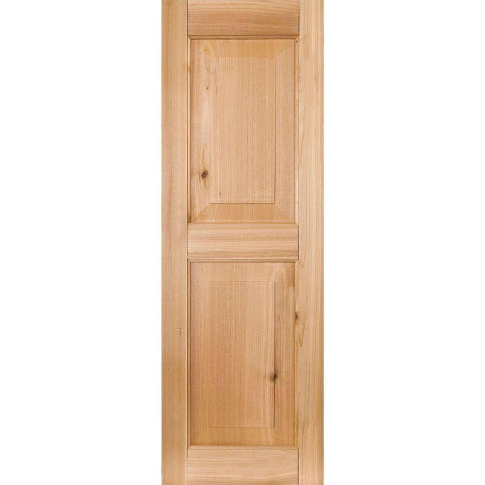 12 in. x 50 in. Real Wood Pine Raised Panel Shutters Pair Unfinished B238875