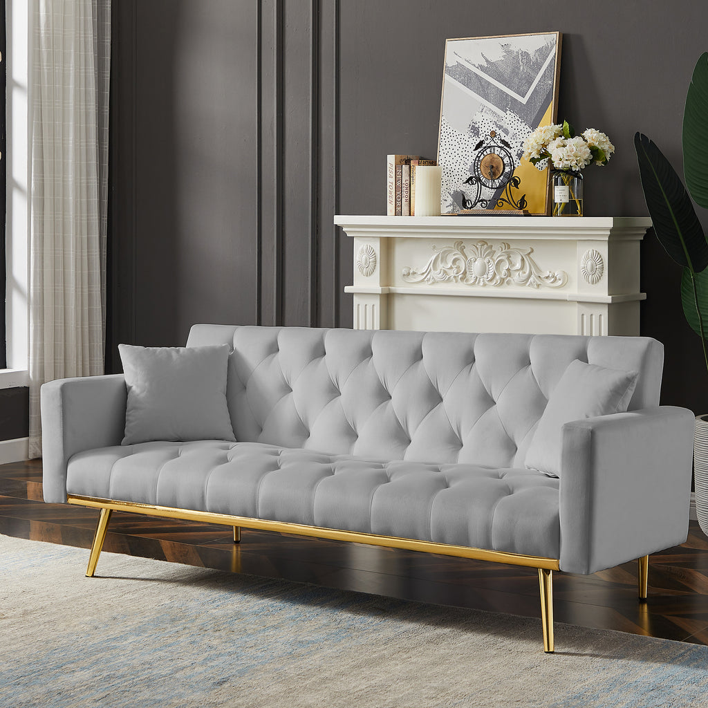 Grey Convertible Folding Futon Sofa Bed R750723