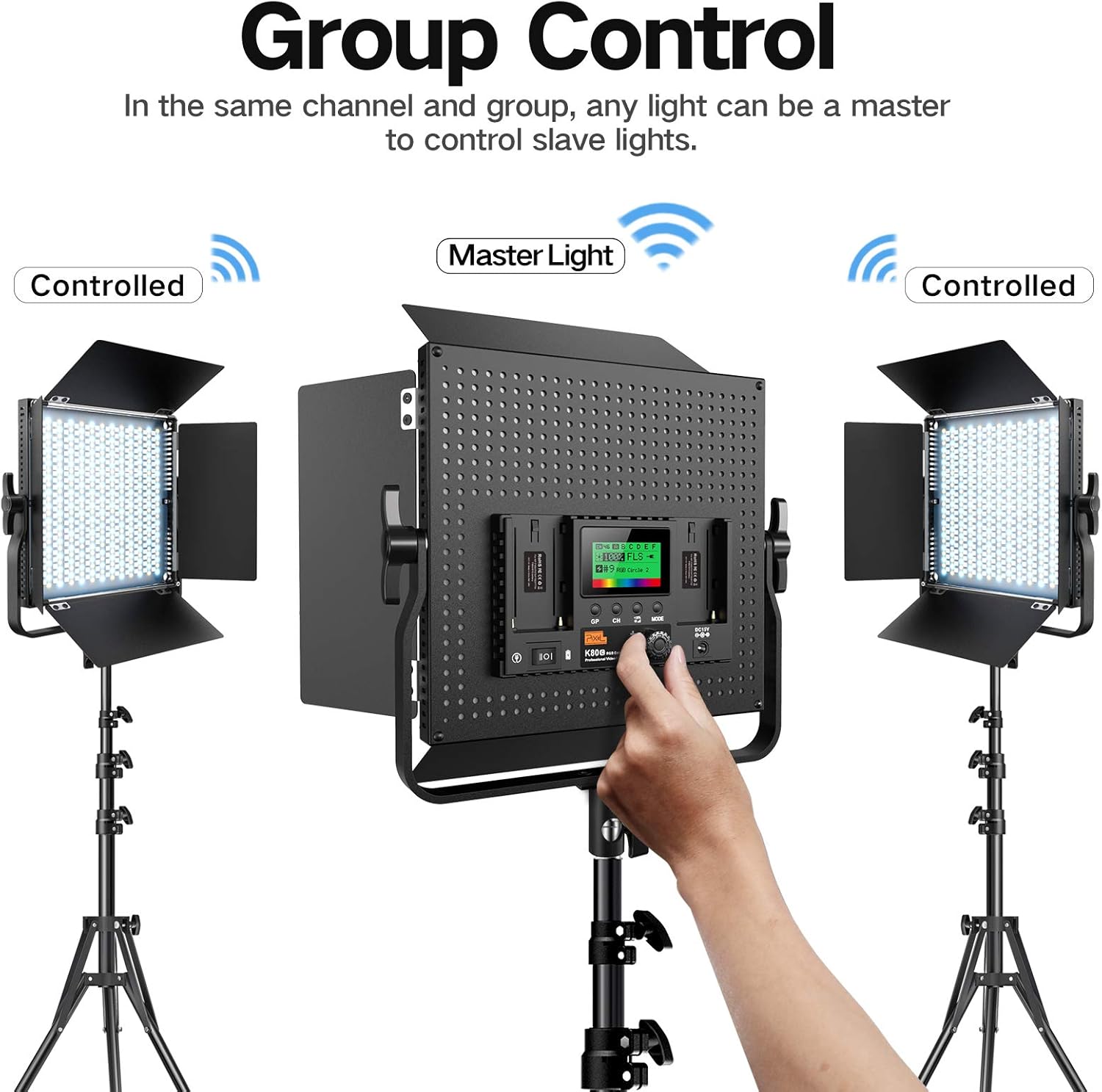RGB LED Video Lighting Kit, 45W, 2600K-10000K, with U Bracket and Barn Door G74339