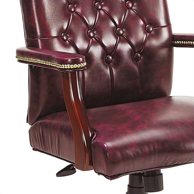 Mahogany Tufted Vinyl Executive Chair F95872