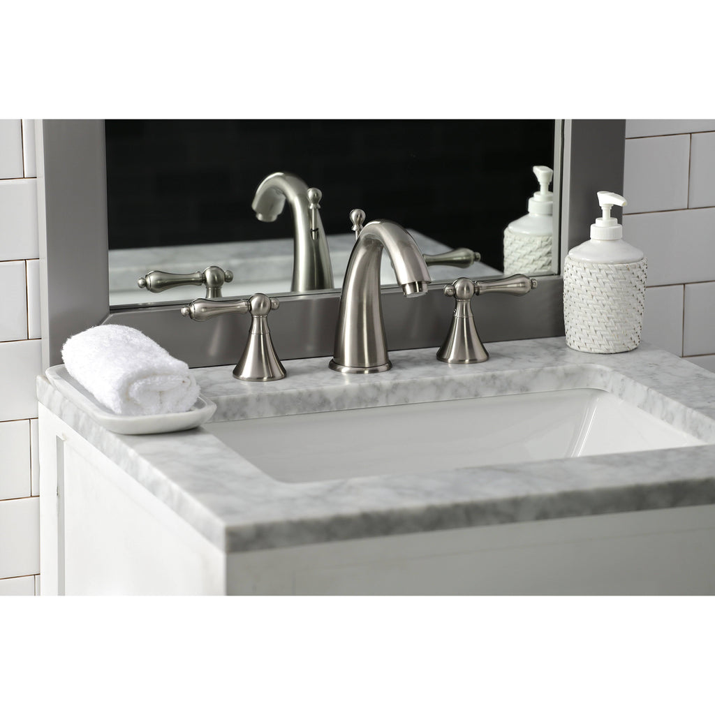 Brushed Nickel Widespread Bathroom Faucet with Brass Pop-Up V8557