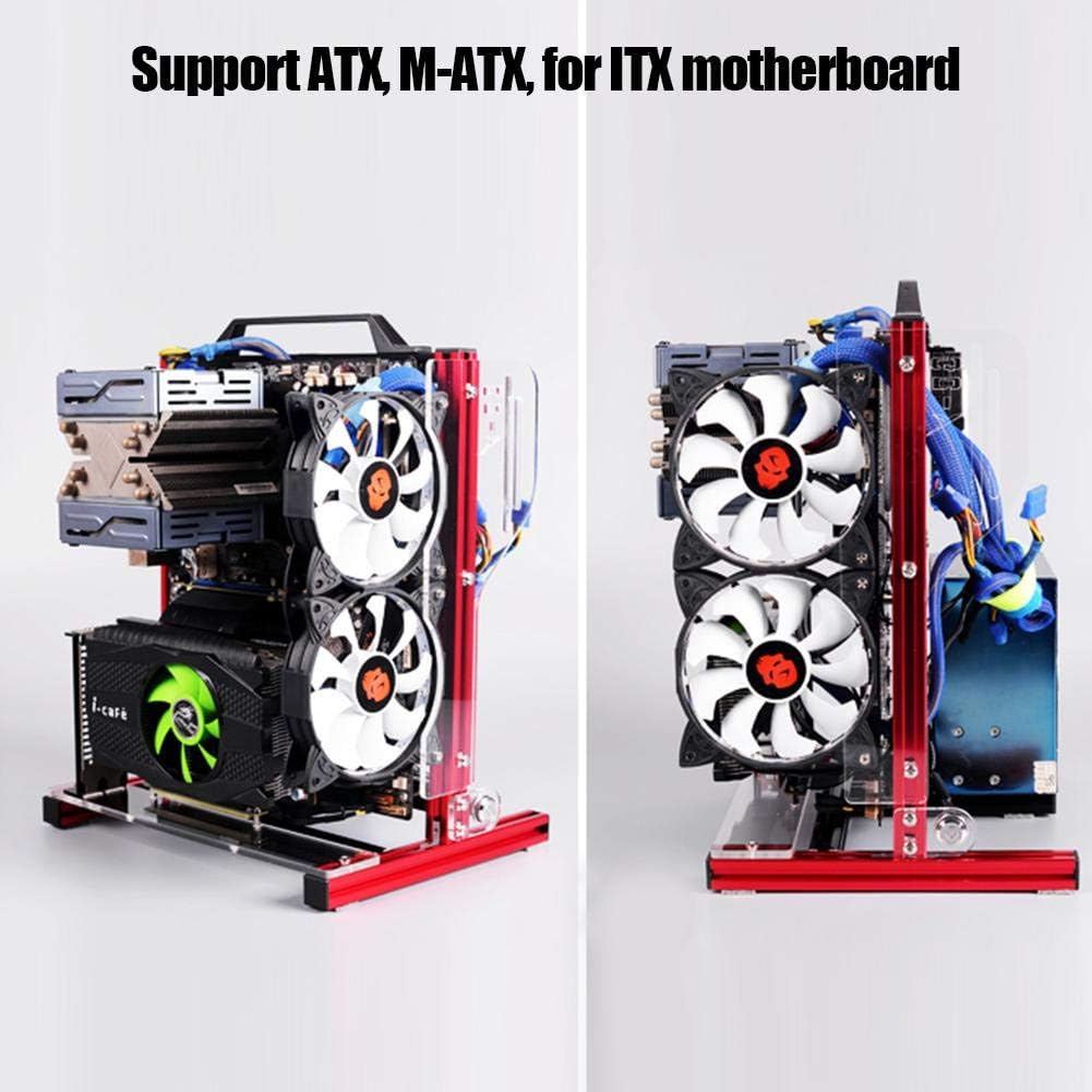 Red Aluminum Open Air Frame Computer Chassis Case N6386