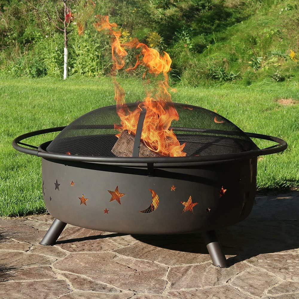 Large Size Steel Fire Bowl with Mesh Spark Screen Cover R6283