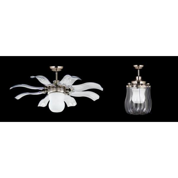 Retractable Ceiling Fan with Plastic Transparent Blades B7177