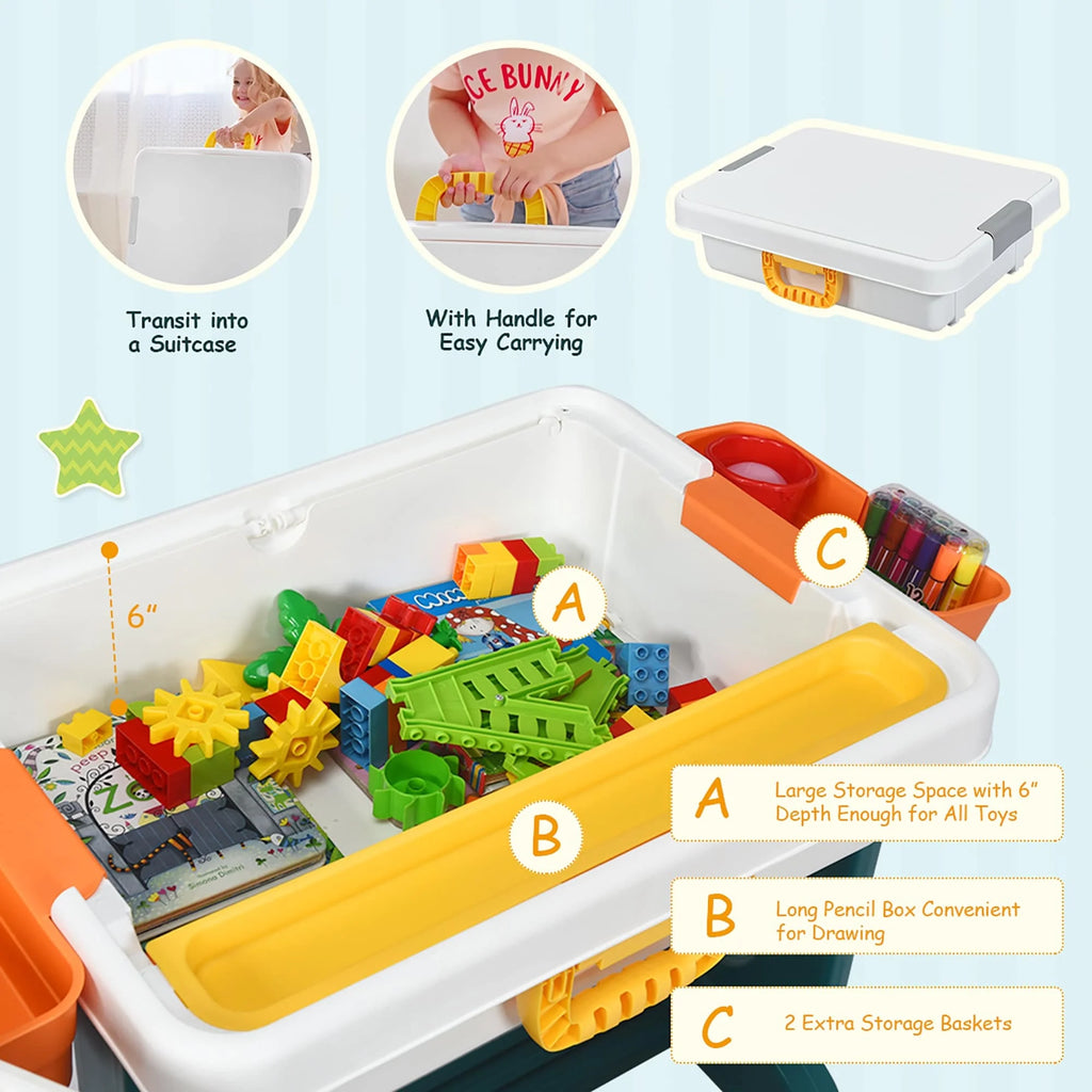 5 in 1 Kids Multi Activity Table and Chair Set Building Block Table A22538