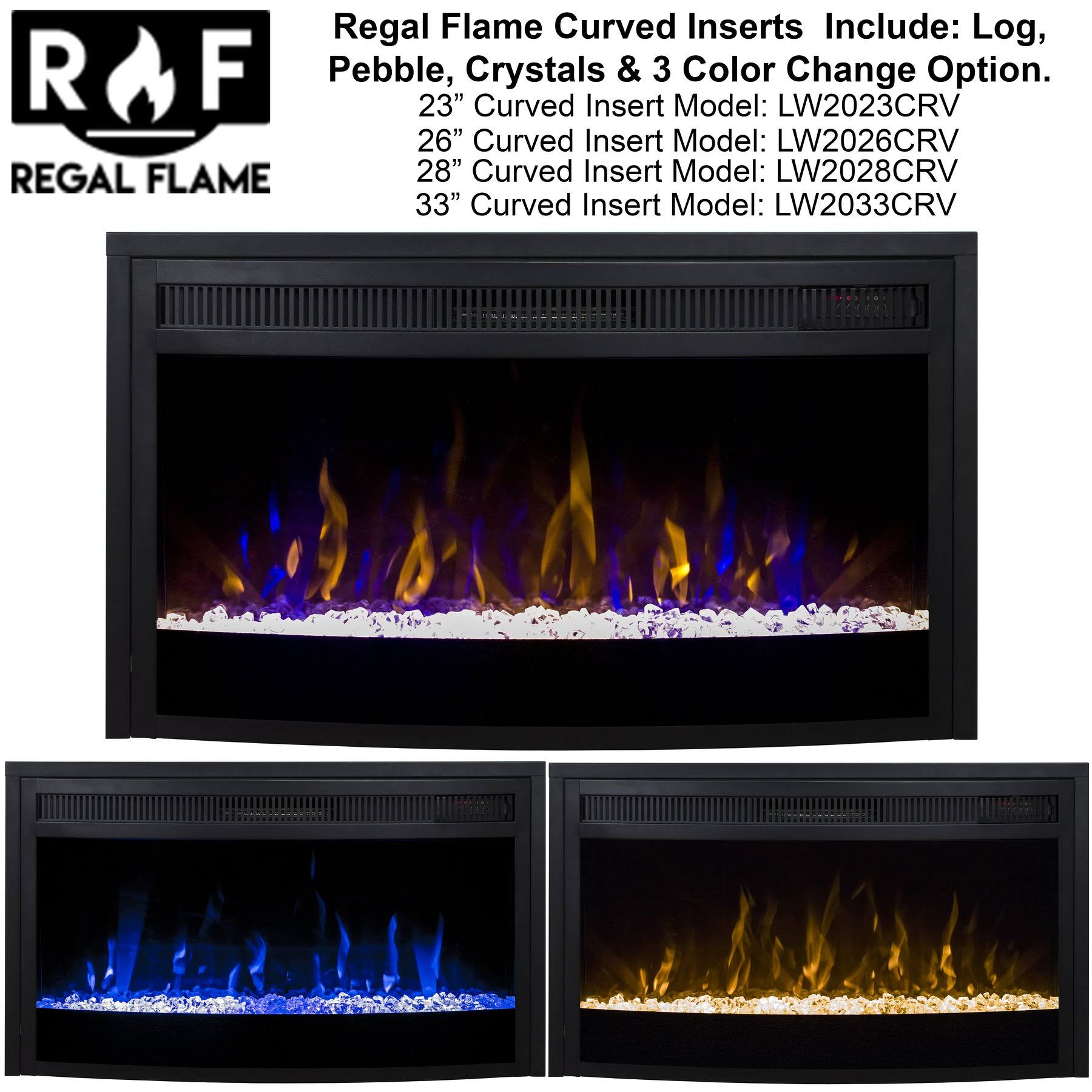 Curved Ventless Electric Fireplace Insert R597