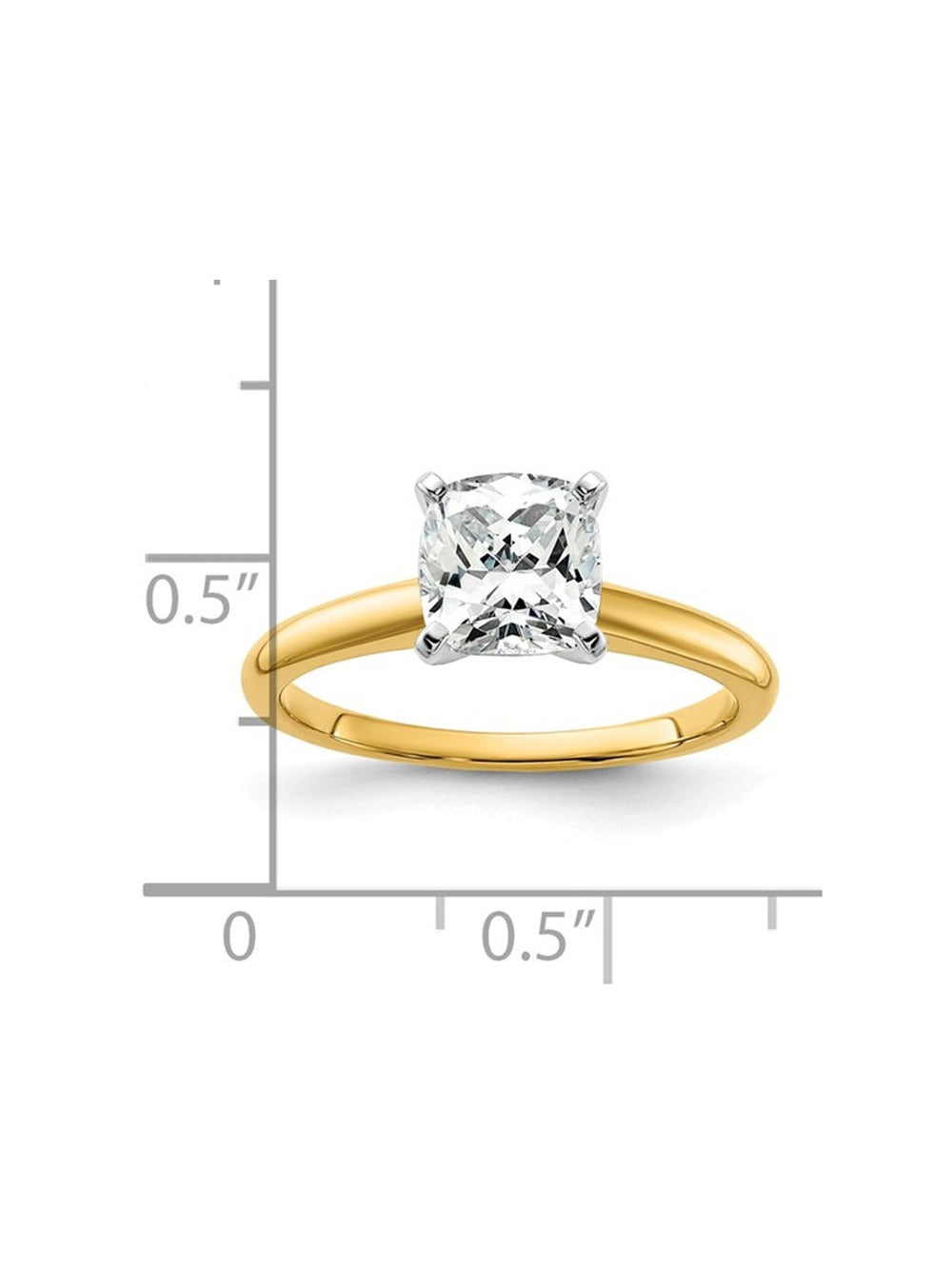 14K Yellow Gold Cushion-Cut Lab Grown Diamond Solitaire Engagement Ring K535674