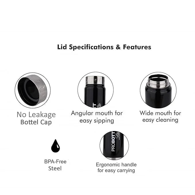 Black Stainless Steel Water Bottle 750ml N9873