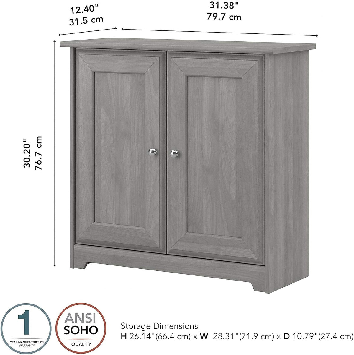 2 Door Low Storage Cabinet in Modern Gray I38553