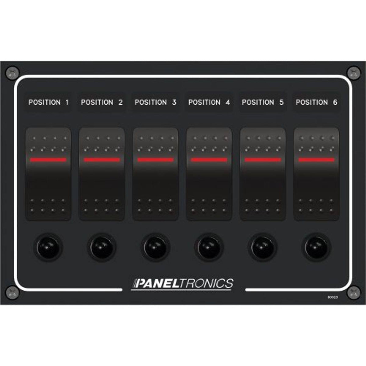 Waterproof Panel with 6-Position Illuminated Rocker Switch and Circuit Breaker F90181