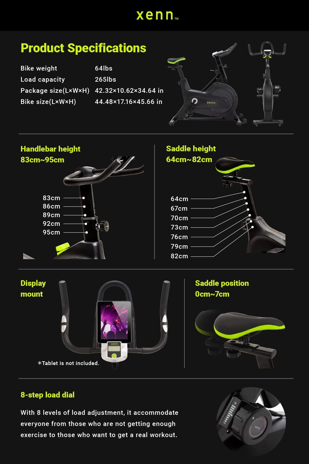 Exercise Bike Indoor Cycling Bike with Pulse Monitor, 256lbs Weight Capacity W8391