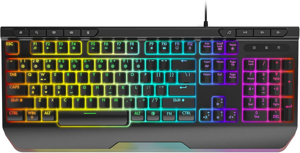 RGB Wired Full Size Gaming Keyboard with Ergonomic Wrist Rest Y439890