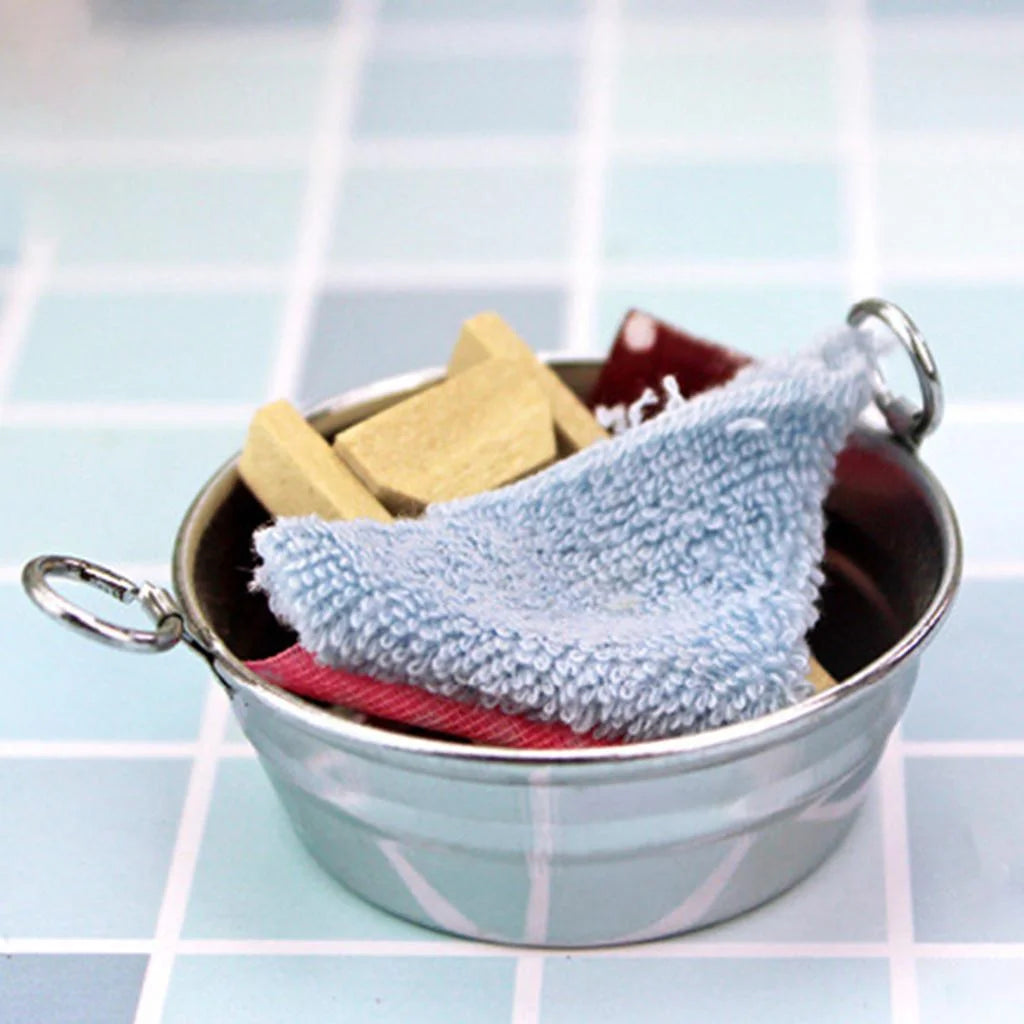 1:6 Dollhouse Tin Wash Tub with Handles H20908